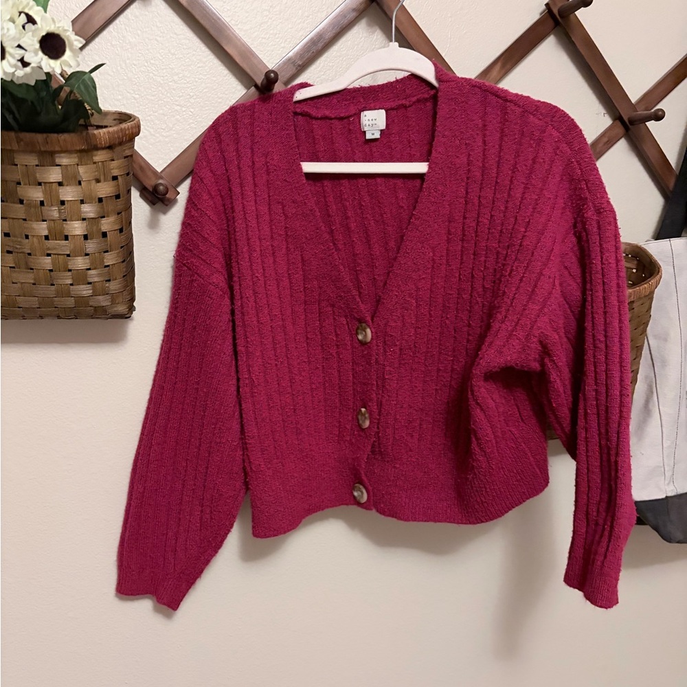 a new day Women's Fuchsia Cardigan Sweater